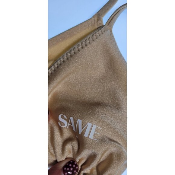 SAME Los Angeles Swim Bikini Set 2Pc Triangke Top High Weist Bottom Beige SZ M - Picture 7 of 9